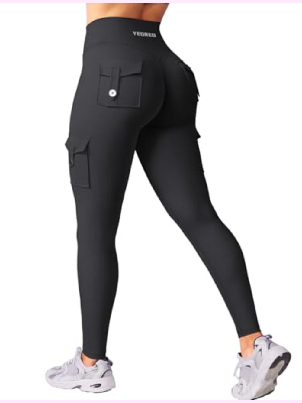 CoreFlex Workout Cargo Leggings with Pockets Hidden Scrunch Butt Lifting Gym